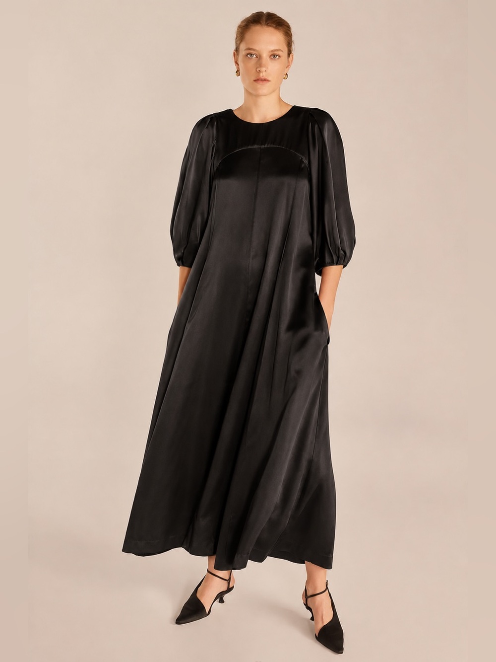 Rebecca Taylor Satin Open Back Maxi Dress Small Black Cocktail Party Wedding